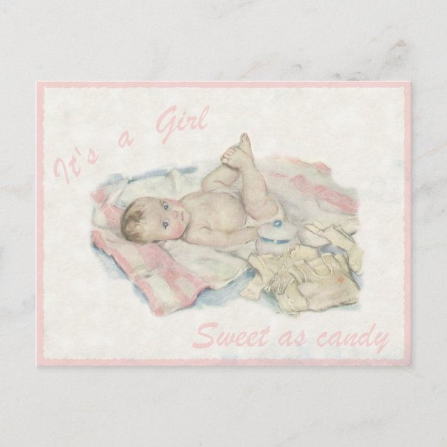 Postal vintage con una pequeña niña (Anverso)