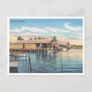 Postal Vintage Cortez Florida Pesshing Village alrededor 
