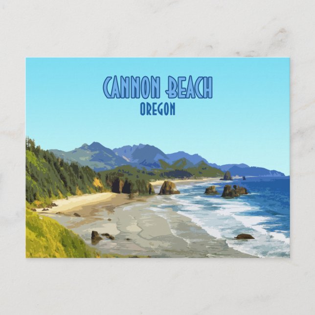 Postal Vintage costero de Cannon Beach Oregon (Anverso)