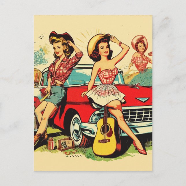 Postal Vintage Country Chicas (Anverso)