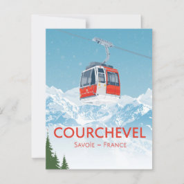 Postal Vintage Courchevel France Ski Gondola