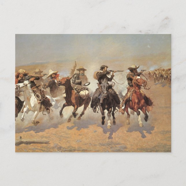 Postal Vintage Cowboys (Vaqueros vintage), un salto para  (Anverso)