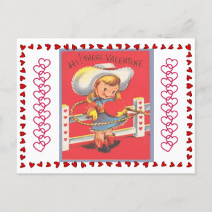 Postal Vintage Cowgirl Lassos Your Heart Valentine