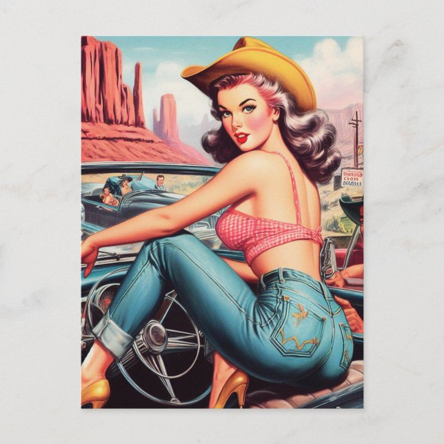 Postal Vintage Cowgirl Pin Up (Anverso)