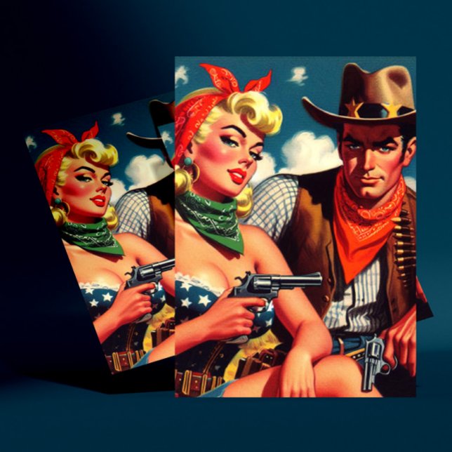 Postal Vintage Cowgirl y Cowboy (Subido por el creador)