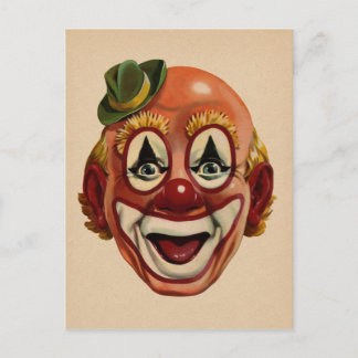 Postal Vintage Creepy Clowe