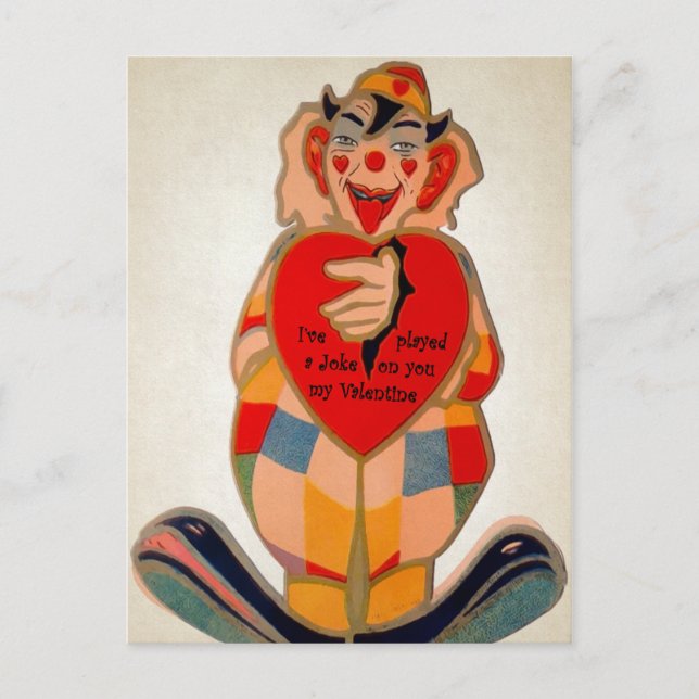 Postal Vintage Creepy Clown Valentine (Anverso)