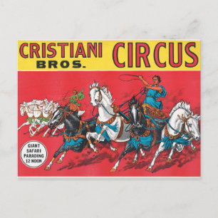 Postal Vintage Cristiani Brothers Circus Poster