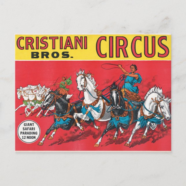 Postal Vintage Cristiani Brothers Circus Poster (Anverso)