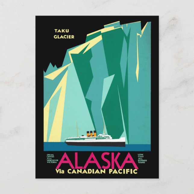 Postal Vintage Cruise Line Alaska Glaciar Travel (Anverso)