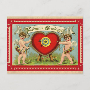 Postal Vintage Cupid Cherub Día de San Valentín Saludos