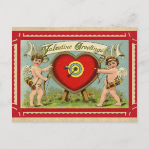 Postal Vintage Cupid Cherub Día de San Valentín Saludos