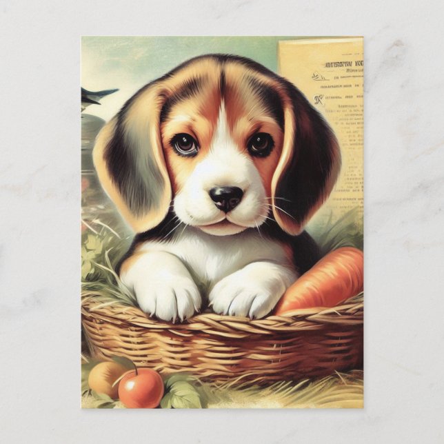 Postal Vintage Cute Beagle Puppy (Anverso)