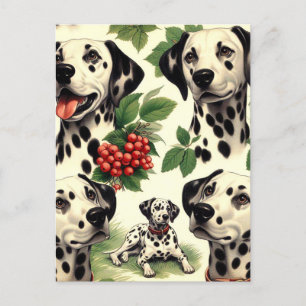 Postal Vintage Cute Dalmatian Ilustracion
