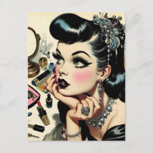 Postal Vintage Cute Gótico Pin Up