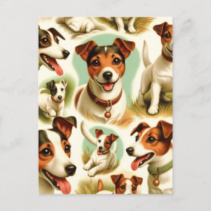 Postal Vintage Cute Jack Russell Terrier