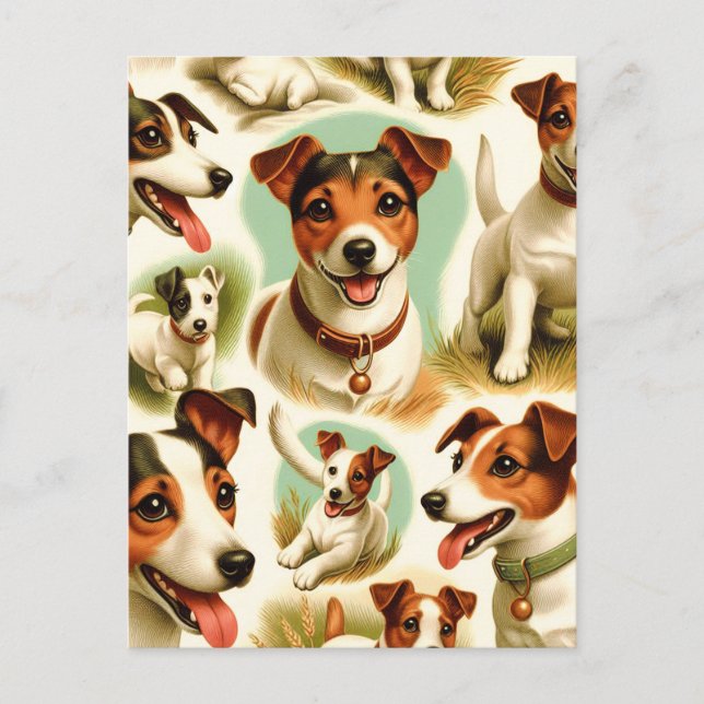 Postal Vintage Cute Jack Russell Terrier (Anverso)