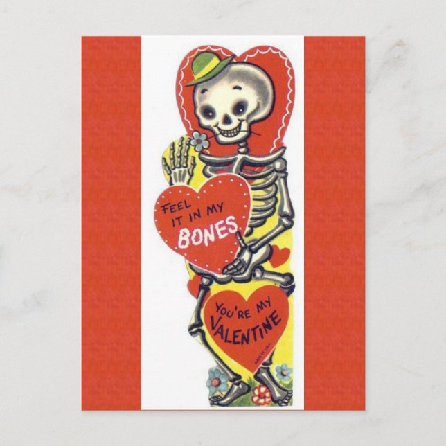 Postal Vintage Cute Skeleton Valentine (Anverso)