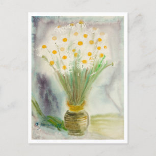 Postal Vintage Daisy Bouquet Watercolor
