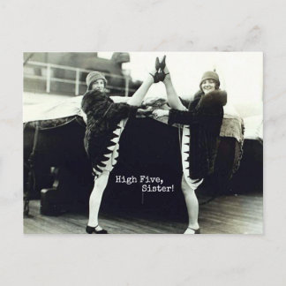 Postal Vintage Dancer High Cinco Felicitaciones