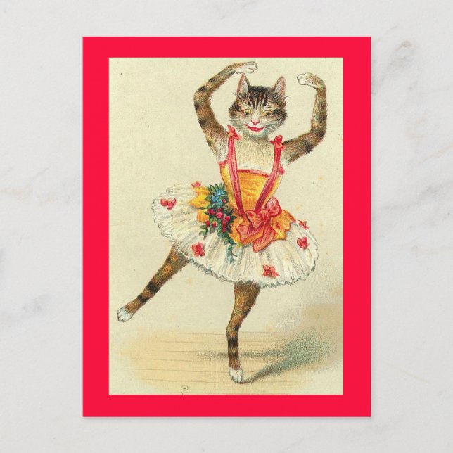 Postal Vintage Dancing Kitty (Anverso)