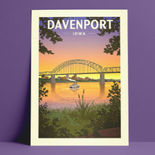 Postal Vintage Davenport Iowa