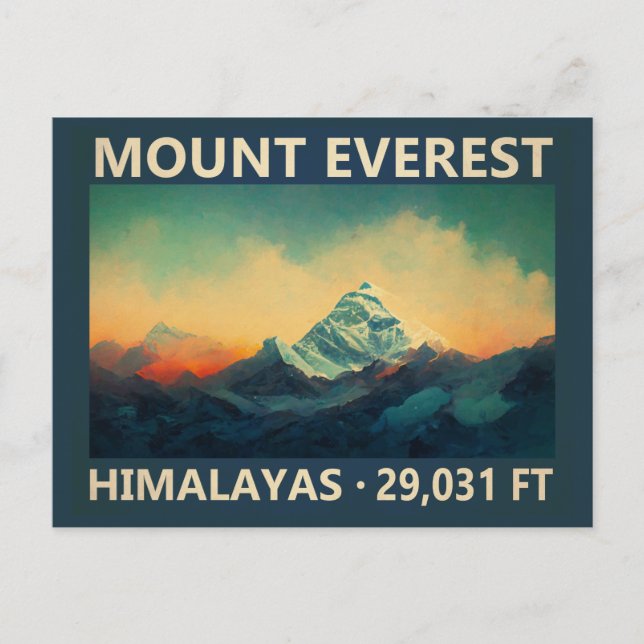 Postal Vintage de acuarela del Monte Everest Himalayas (Anverso)