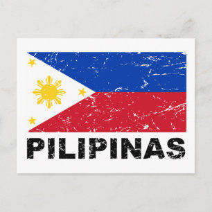 Postal Vintage de bandera de Filipinas