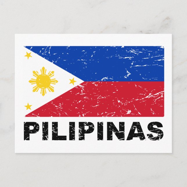 Postal Vintage de bandera de Filipinas (Anverso)