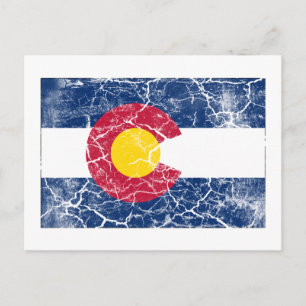 Postal Vintage de Bandera del Estado de Colorado