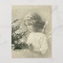 Postal vintage de chica de ángel de Navidad
