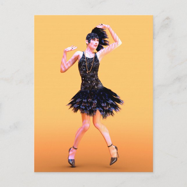 Postal Vintage de flapper Dancing (Anverso)