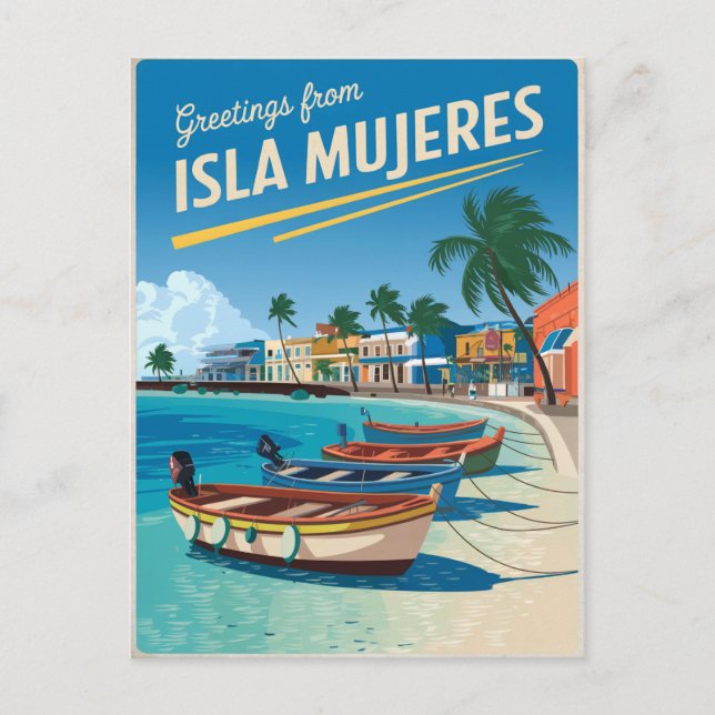 Postal Vintage de Isla Mujeres México (Anverso)
