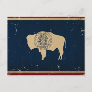 Postal VINTAGE DE LA Bandera Estatal Wyoming