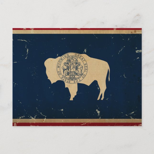 Postal VINTAGE DE LA Bandera Estatal Wyoming (Anverso)