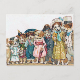 Postal Vintage "de la familia de perro"
