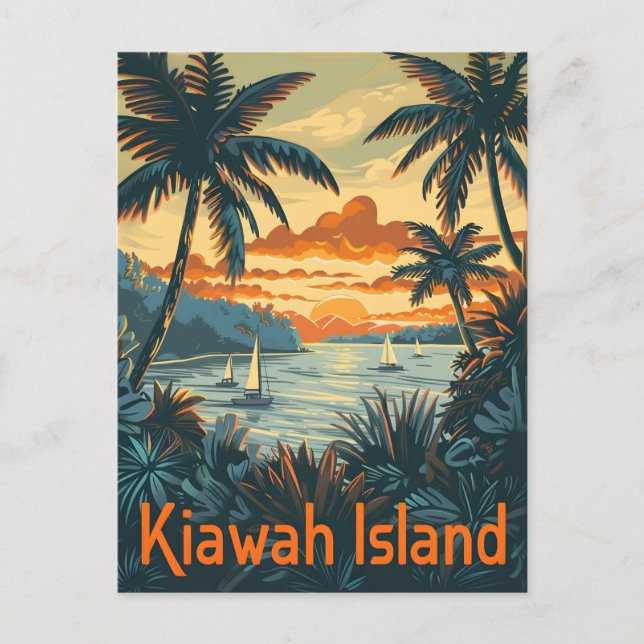 Postal Vintage de la Isla Kiawah (Anverso)