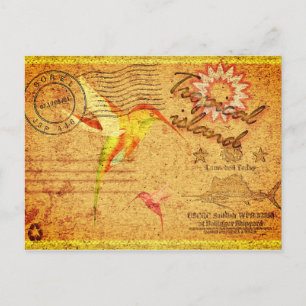 Postal vintage de la isla tropical