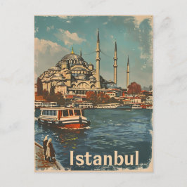 Postal Vintage de la Mezquita Azul de Estambul