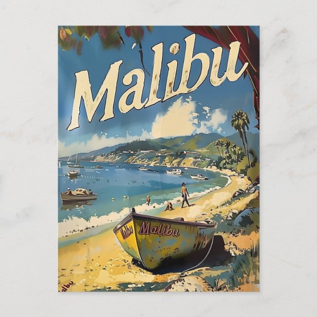 Postal Vintage de la playa de Malibu (Anverso)