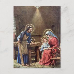 Postal vintage de la santa familia, Jesucristo, Josef, Ma