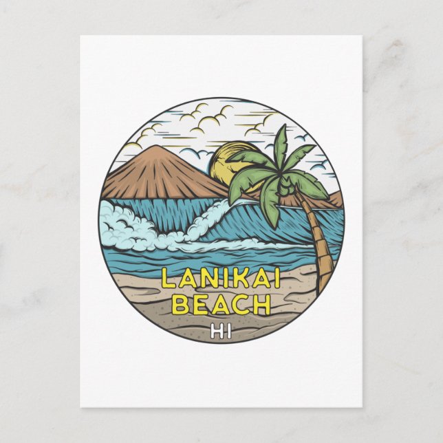 Postal Vintage de Lanikai Beach Hawaii (Anverso)