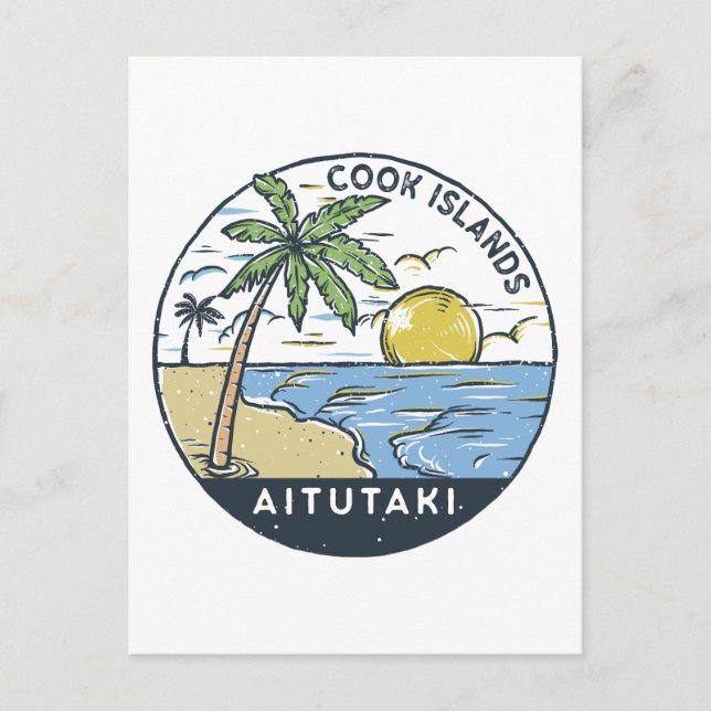 Postal Vintage de las Islas Cook de Aitutaki (Anverso)