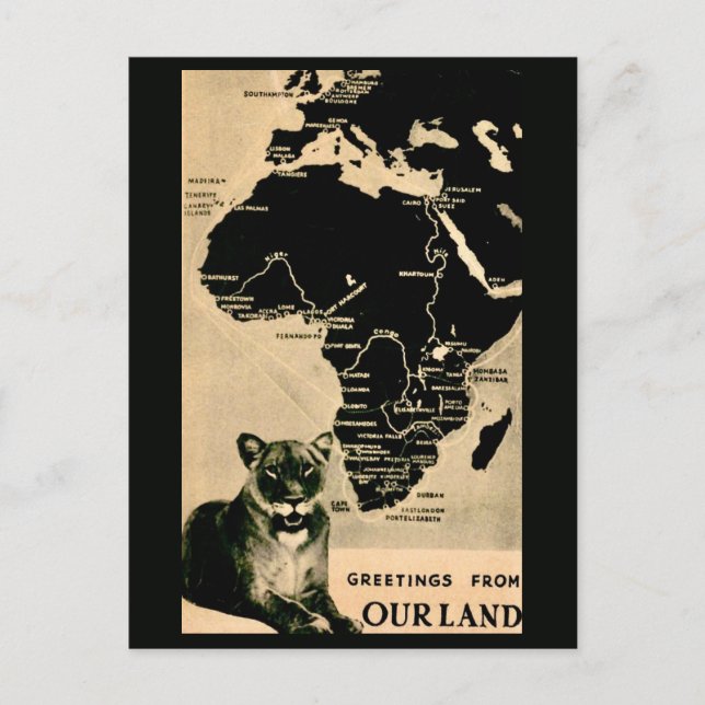 Postal vintage de mapa de África (Anverso)