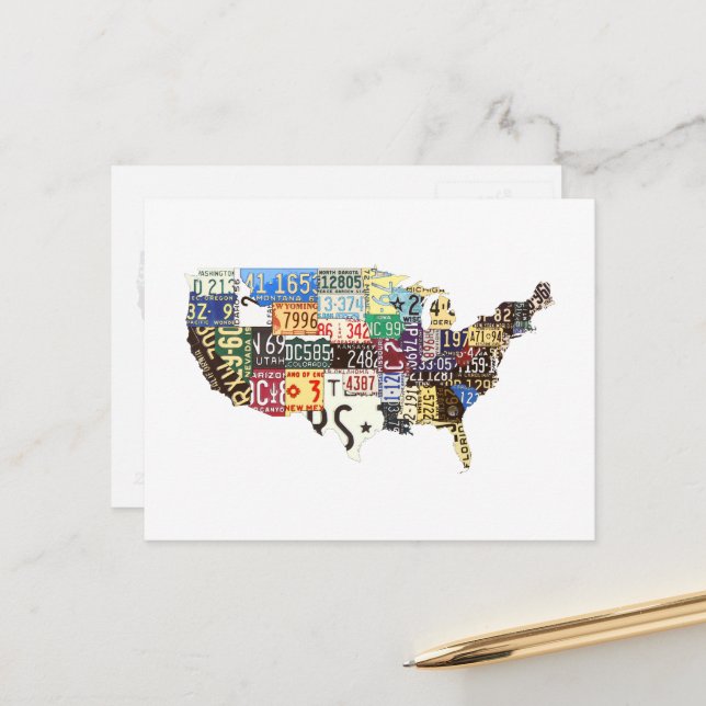 Postal Vintage de matrículas de EE.UU. (Anverso/Reverso In Situ)