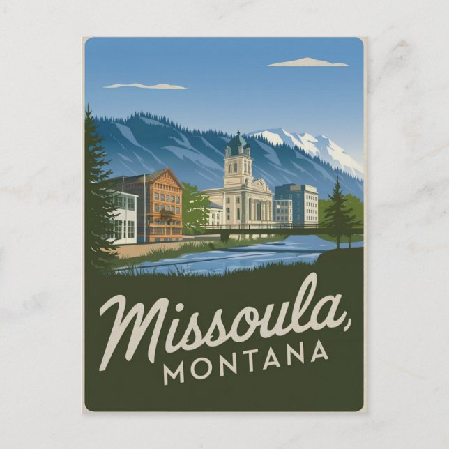 Postal Vintage de Missoula Montana (Anverso)