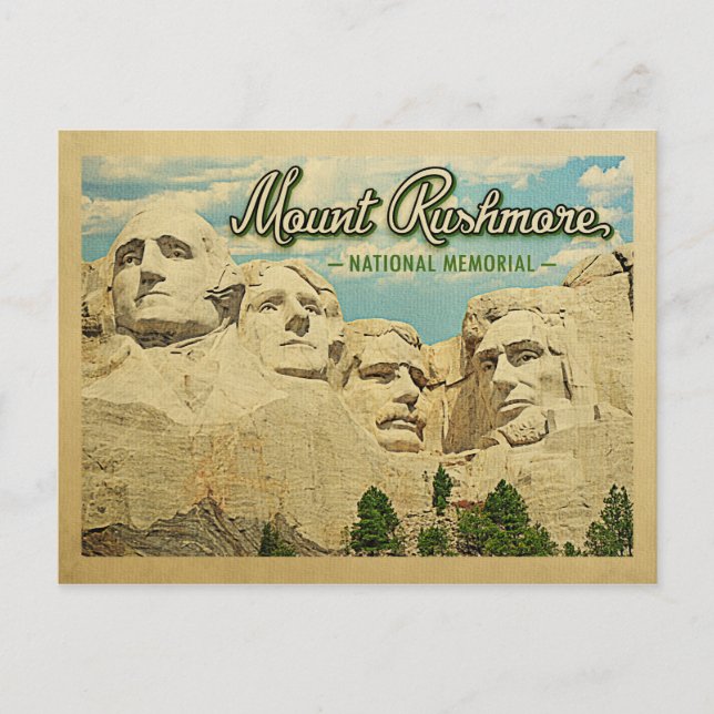 Postal Vintage de Mount Rushmore Memorial Nacional (Anverso)