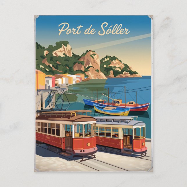 Postal Vintage de Port de Soller Mallorca (Anverso)