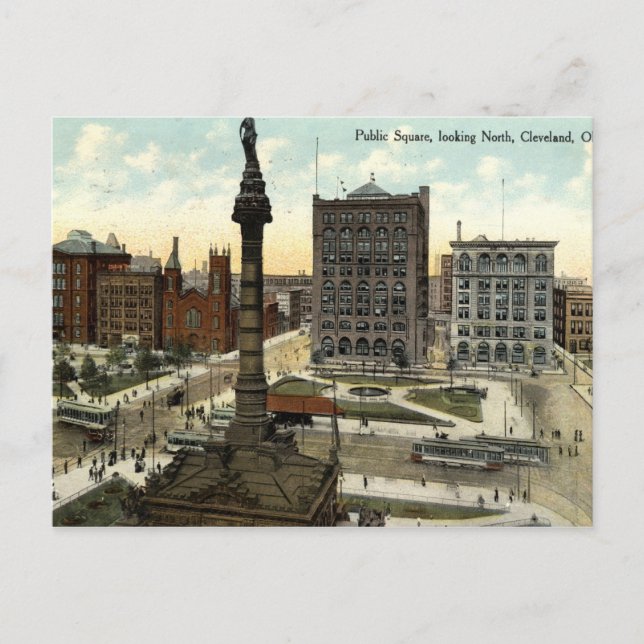 Postal Vintage de Public Square Cleveland Ohio 1910 (Anverso)