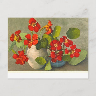 Postal vintage de ramos de nasturcio.